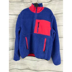 NWT Penfield Mens Mattawa Fleece Jacket Royal Blue/Red Size L
